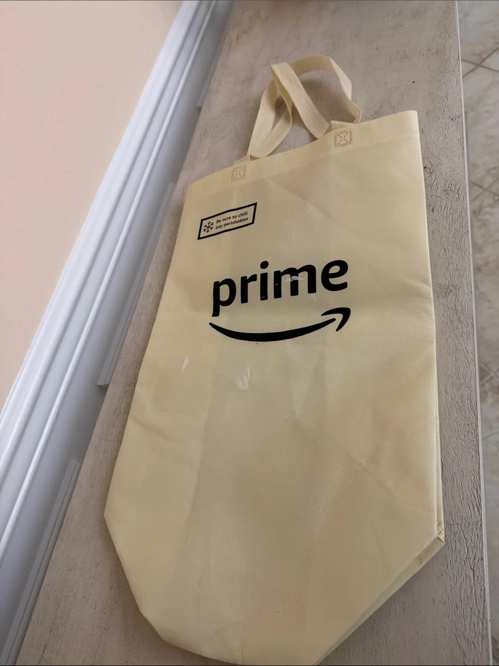 50 Amazon Prime Reusable Tote Bag - Cream with Black Logo